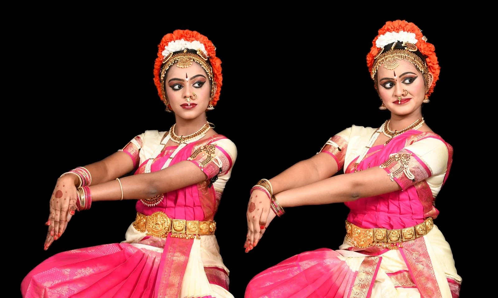 Rangapravesam ceremony portrait — Nikila & Megana Madhurakavi