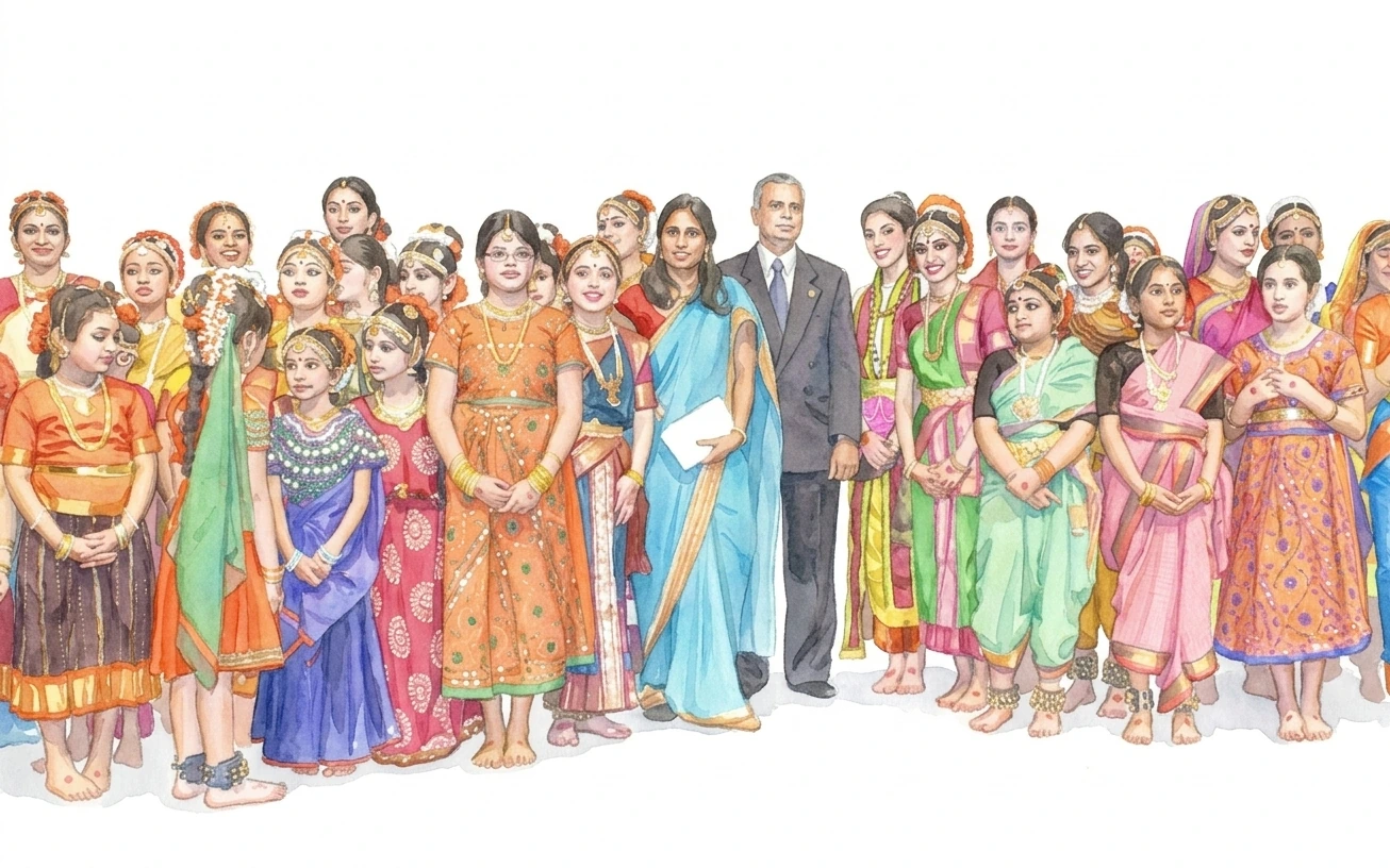 Watercolor — the whole school gathered in recital finery